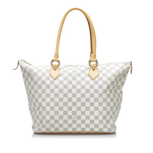 Louis Vuitton White Tote with Signature Damier Azur Design